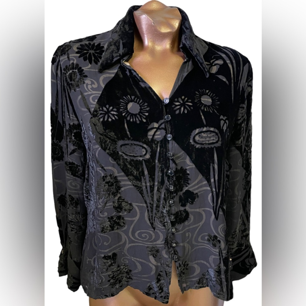 Jones New York Silk/Velour Blouse